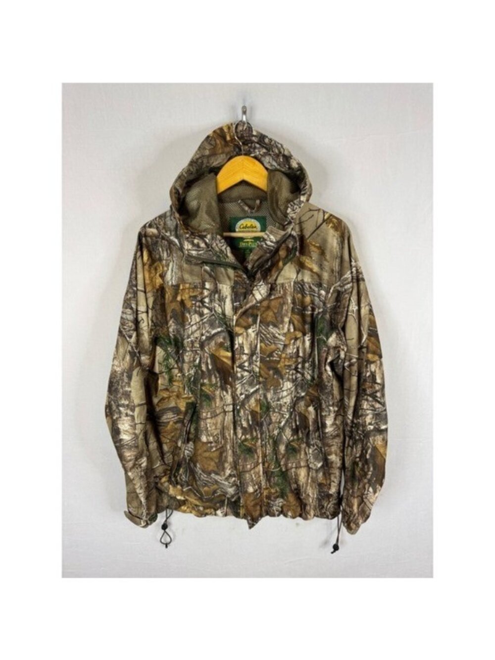 Cabelas Dry-Plus Realtree Xtra Camo Hunting Jacket Mens Large Hooded Waterproof